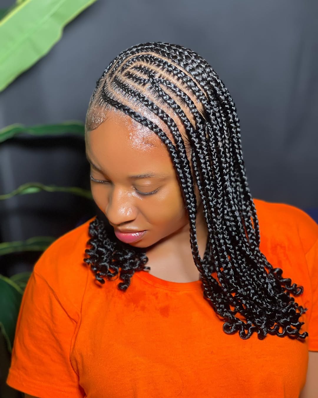 feed-in braids with curly ends