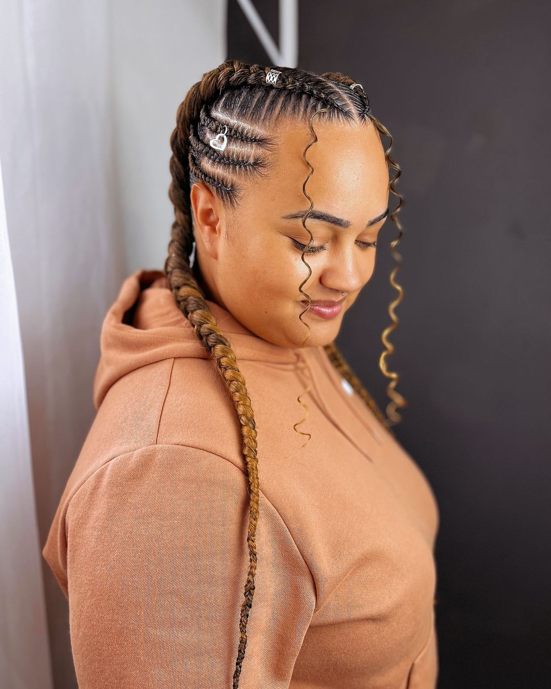 Goddess Braids With Framing Face Curls
