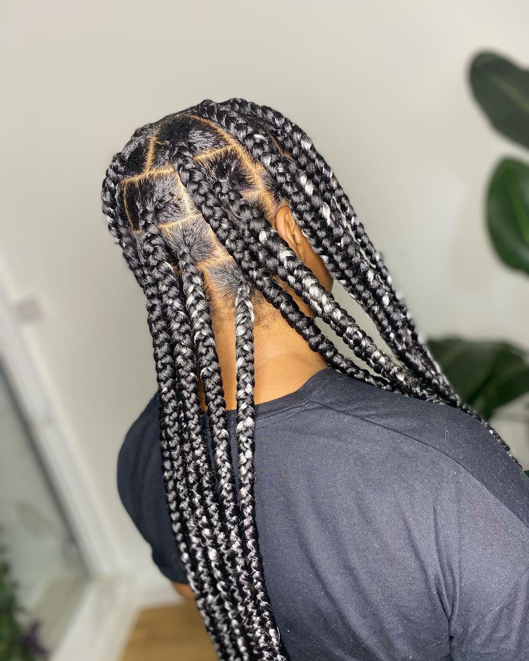 Grey And Black Braids For Black Women
