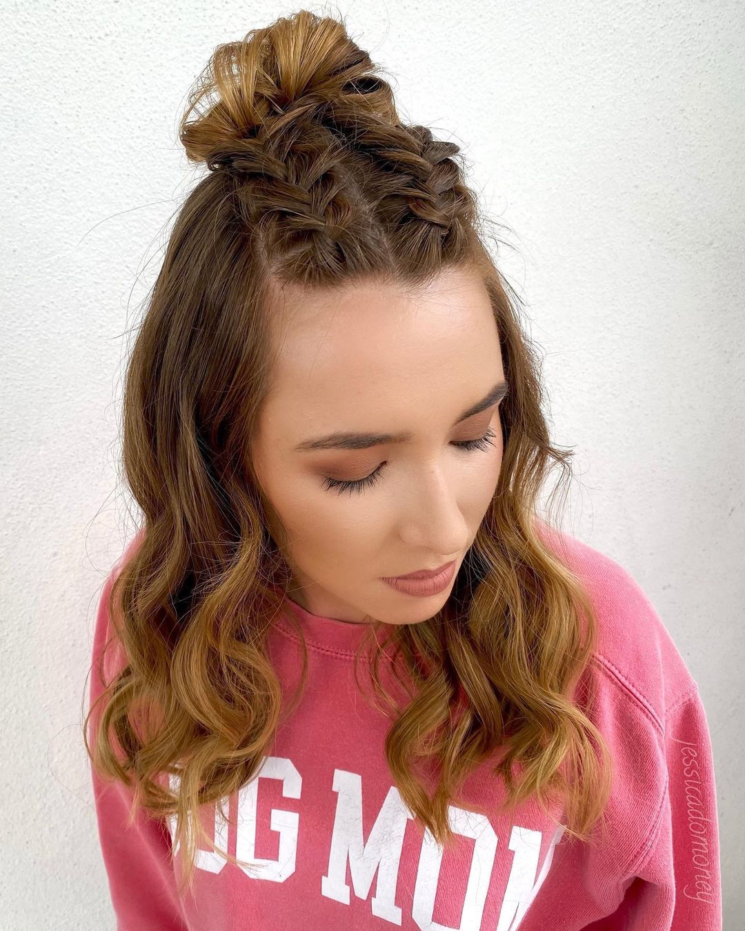 Half Updo With Front Braids 
