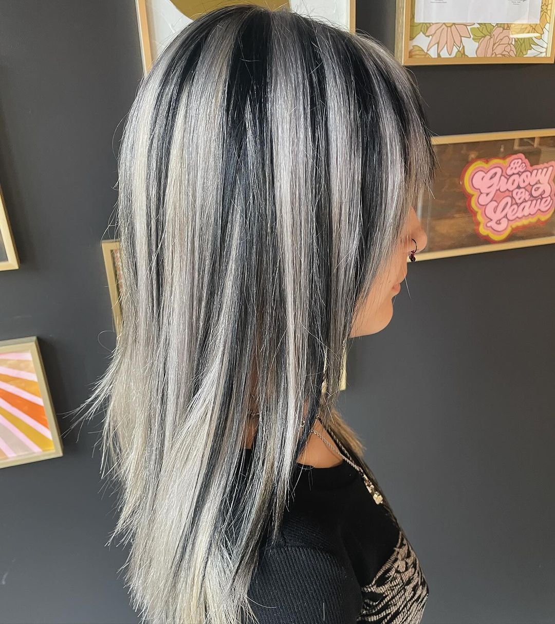 high contrast blonde highlights