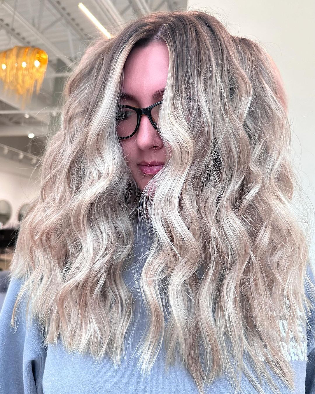 icy blonde root smudge