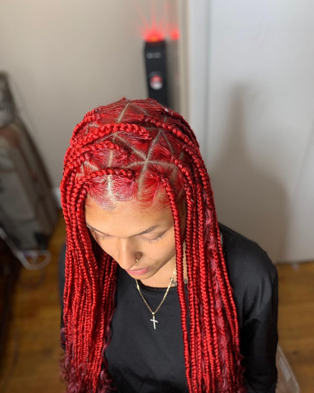 Knotless Red Box Braids