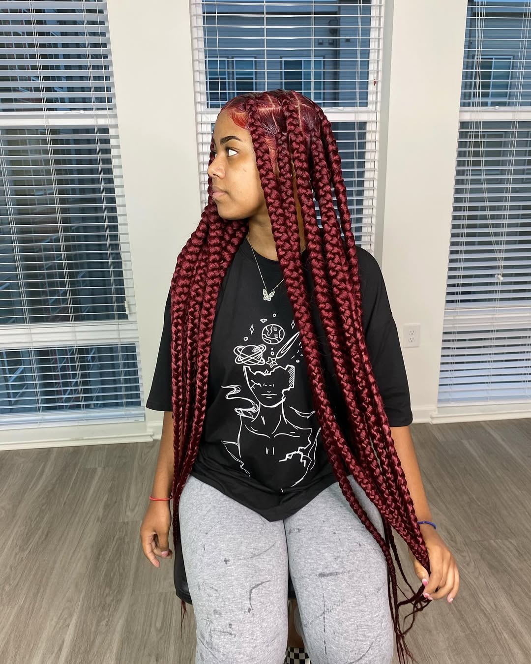 Large Cherry Red Box Braids 