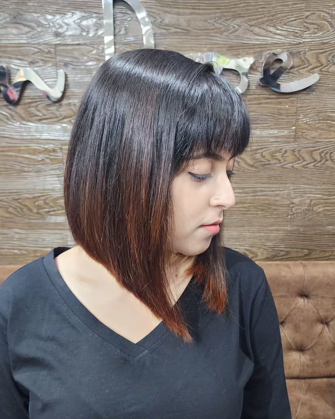 Long A-line Bob With Bangs