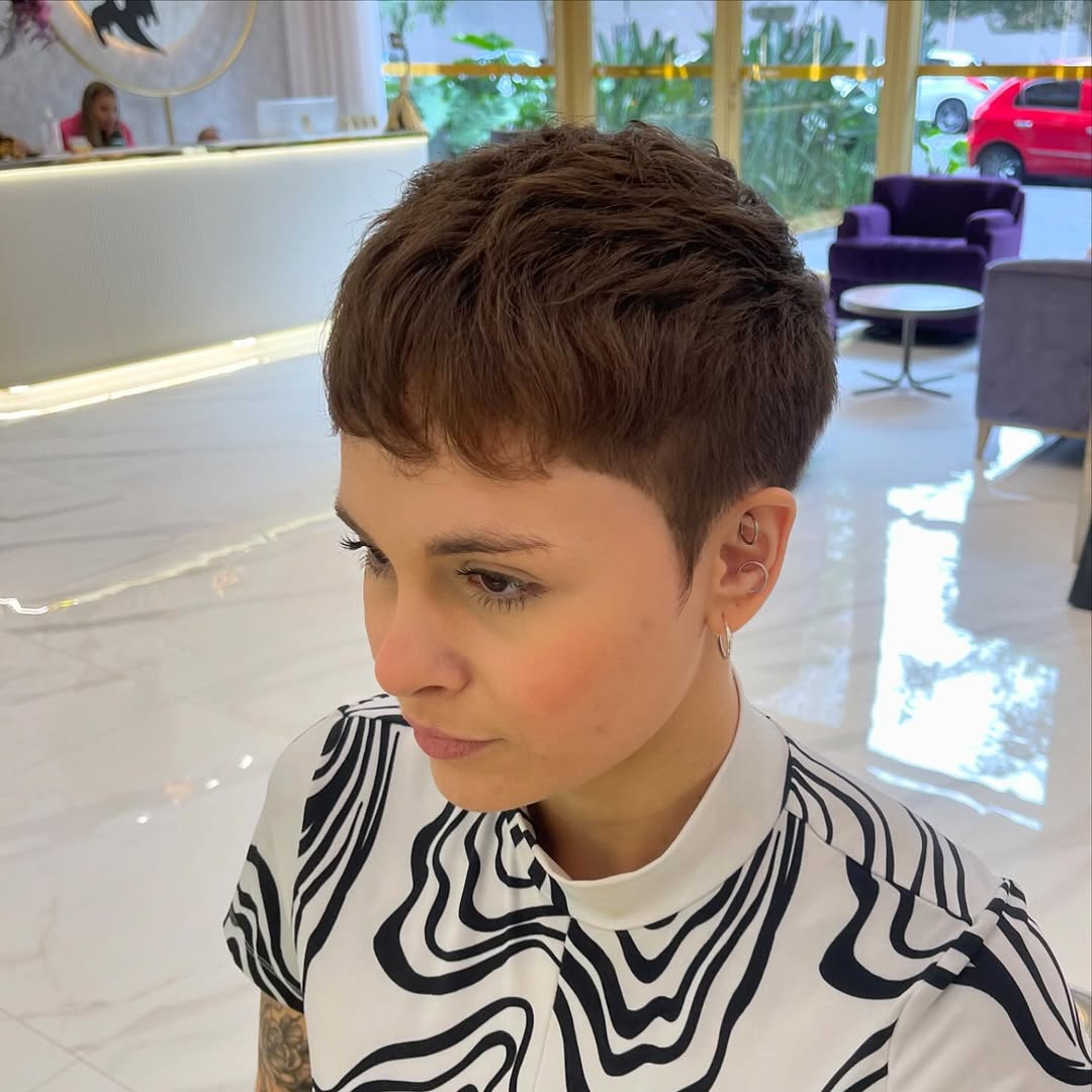 micro bangs on a pixie