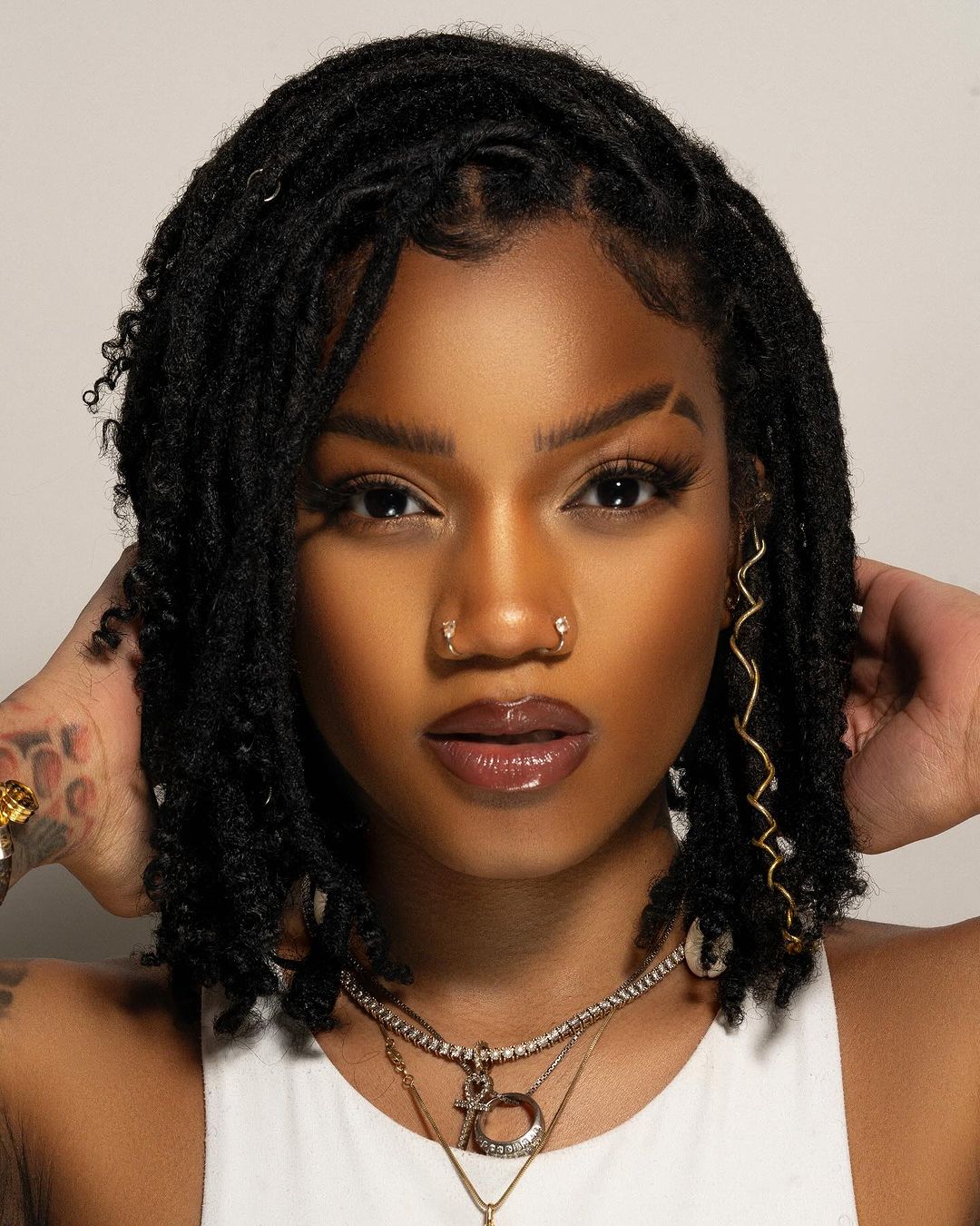 mid-length faux locs