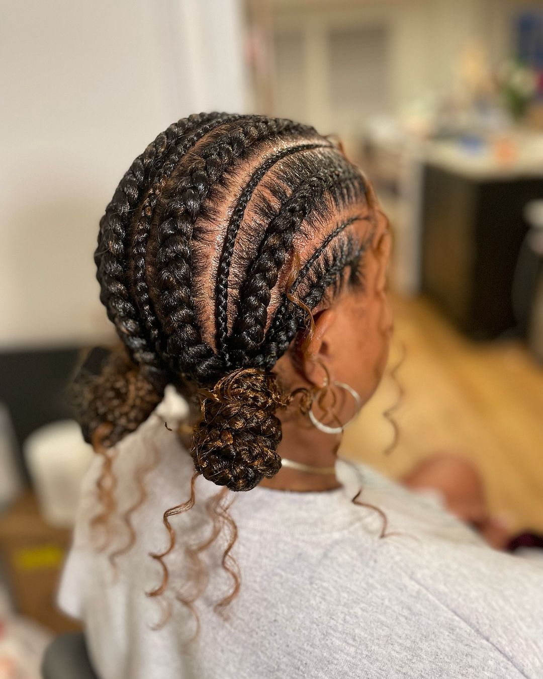 Nape Tied Goddess Braids Buns
