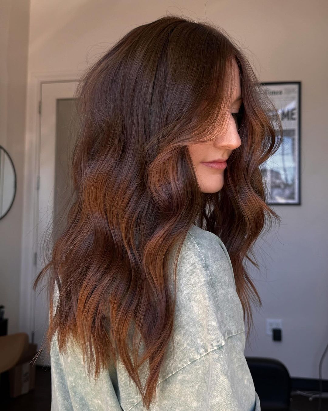 natuurlijke roestbruine balayage