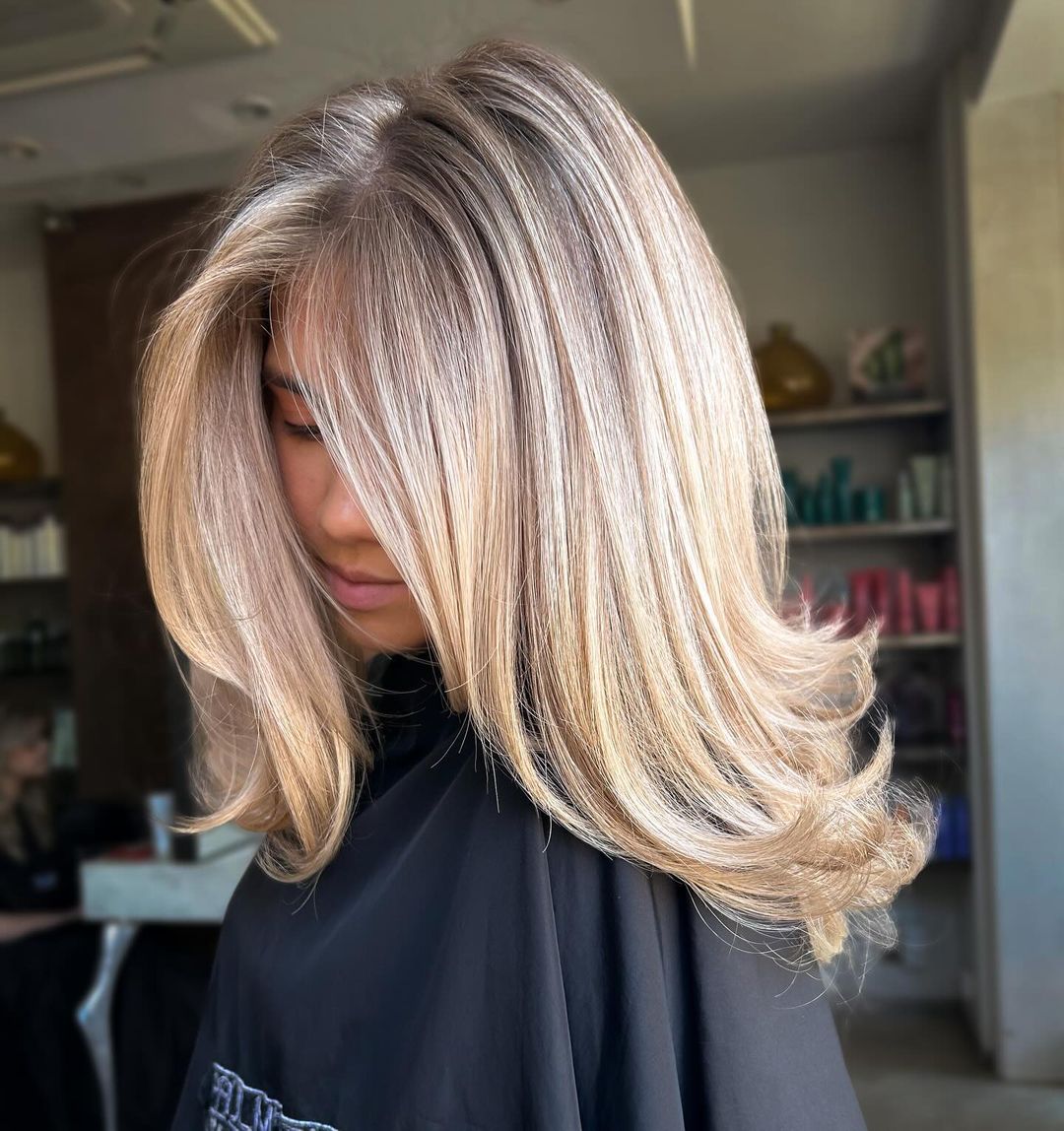 balayage blond vieil argent