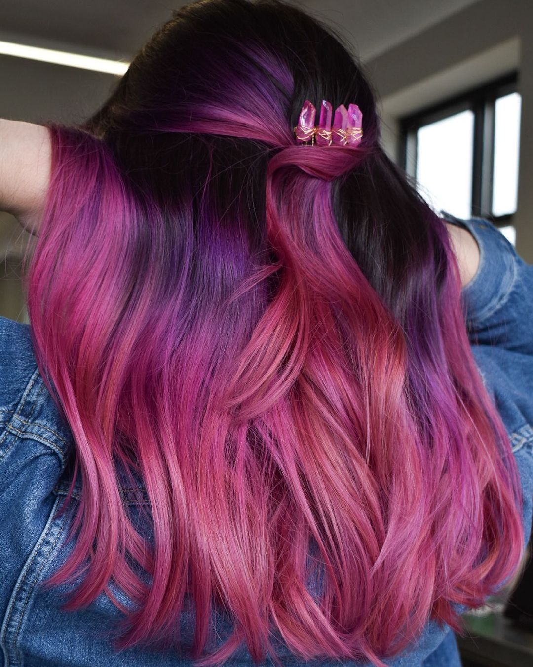 pink ombre on dark hair