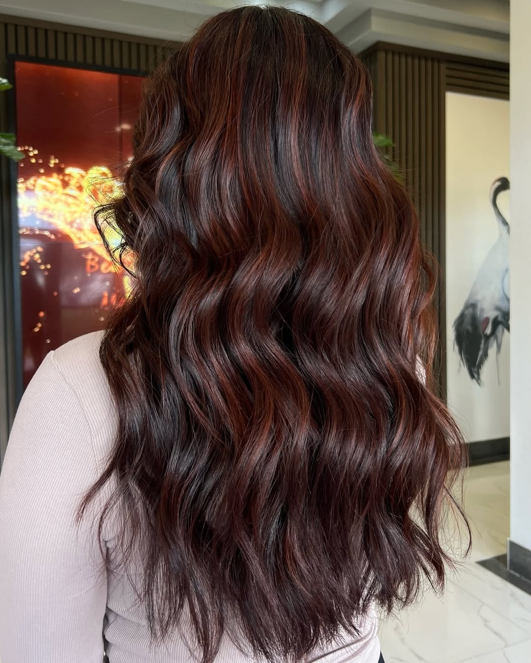 Reddish Lowlights On Dark Brown Hair
