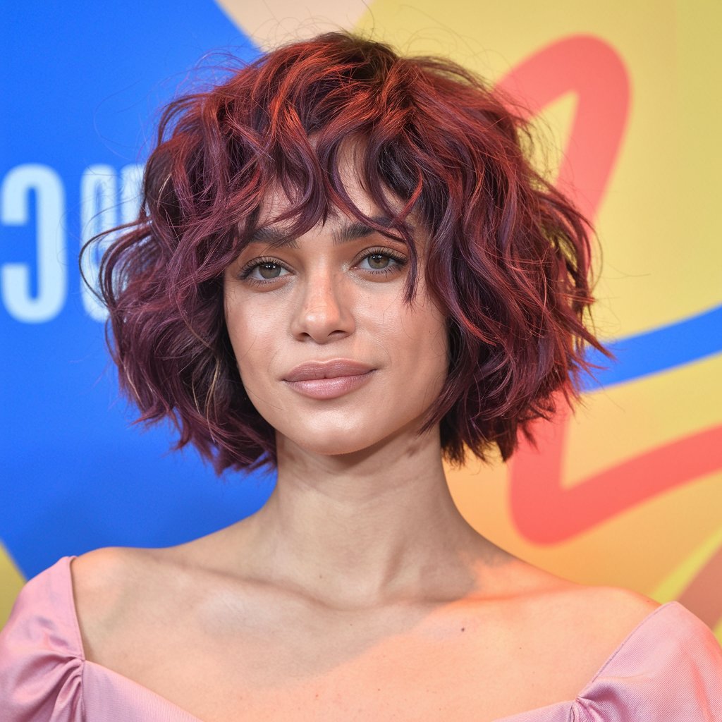 Shaggy Jaw Length Curly Bob
