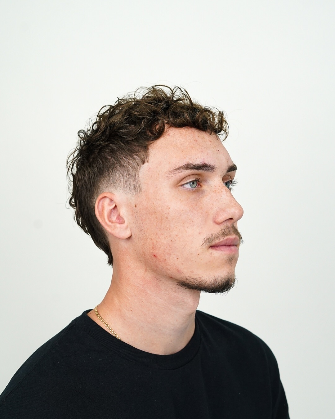 Short Curly Top With Burst Fade