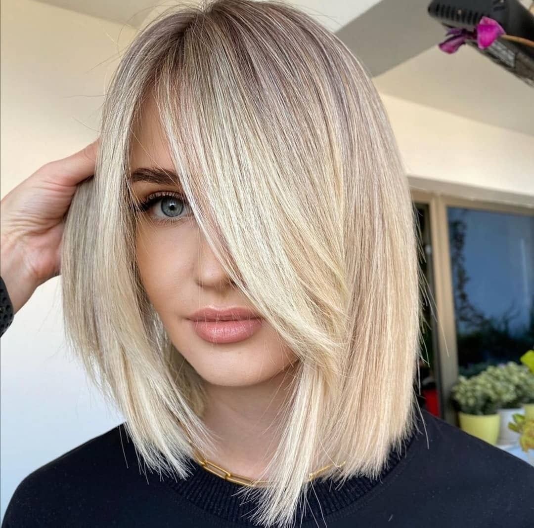 Soft Blonde Long A-Line Bob