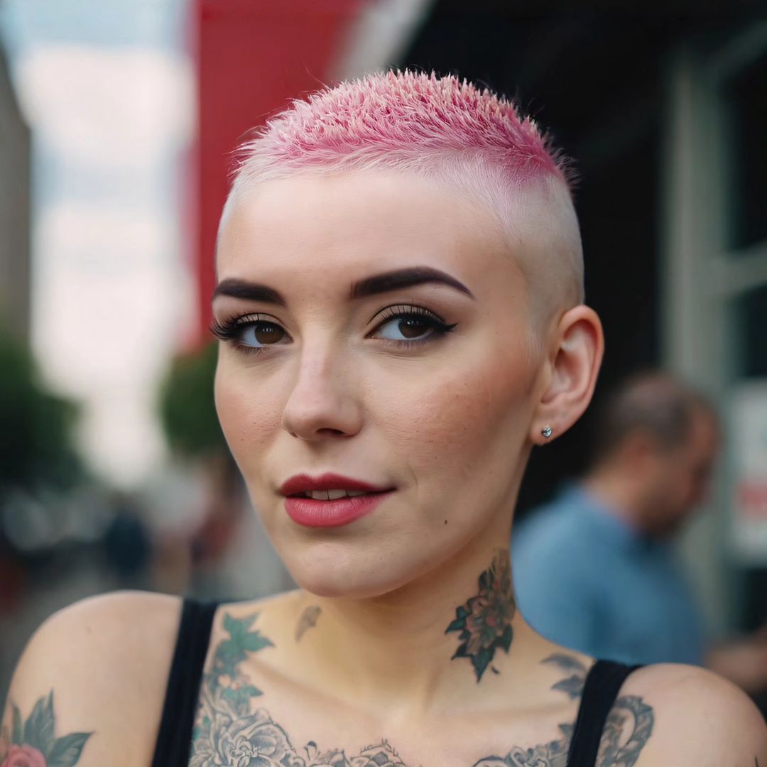 Spiky Pink Buzz Cut