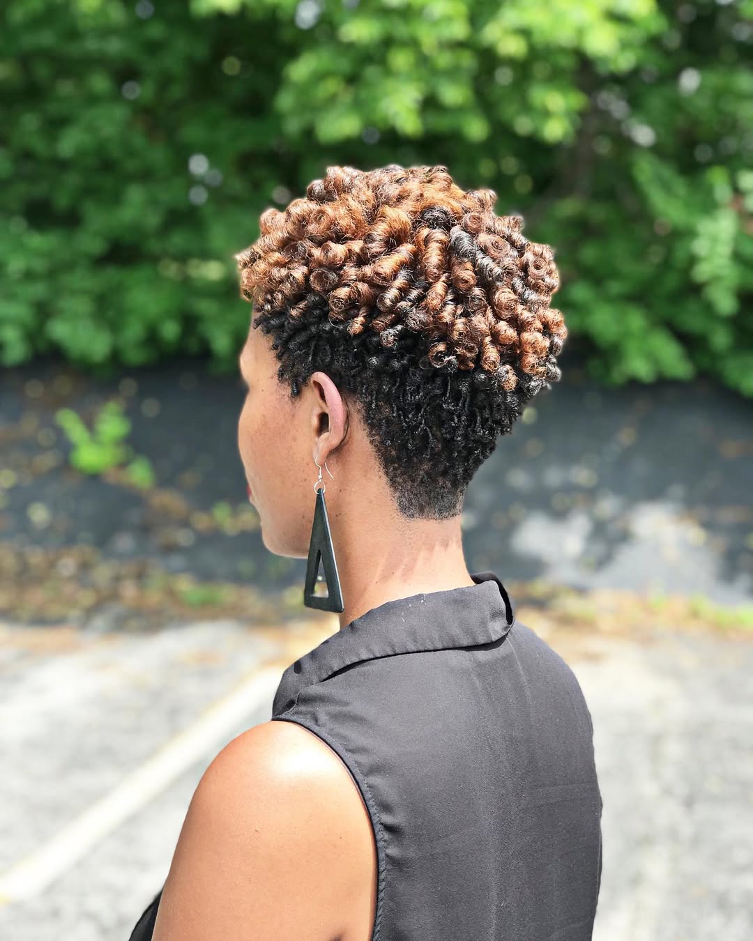 Tapered Afro With Caramel Highlights