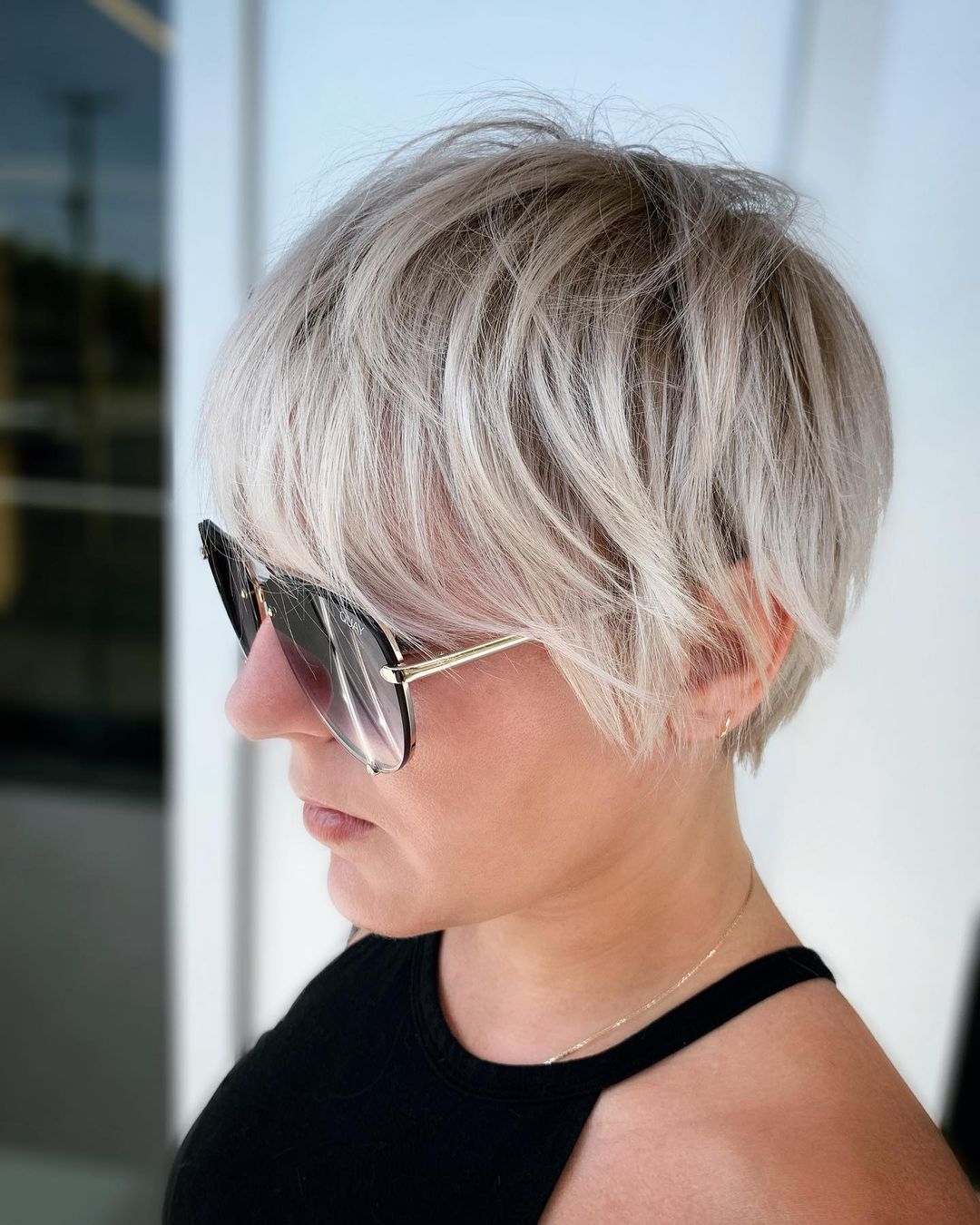 textured bangs meet a long pixie