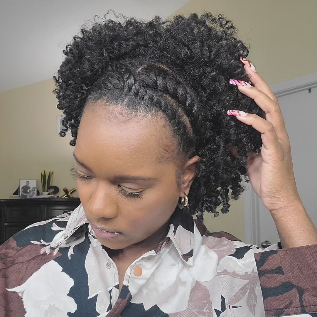 Twist Out With Front Braids
