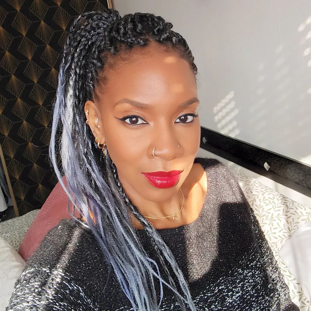 Two-Styled Salt And Pepper Braids For Black Women
