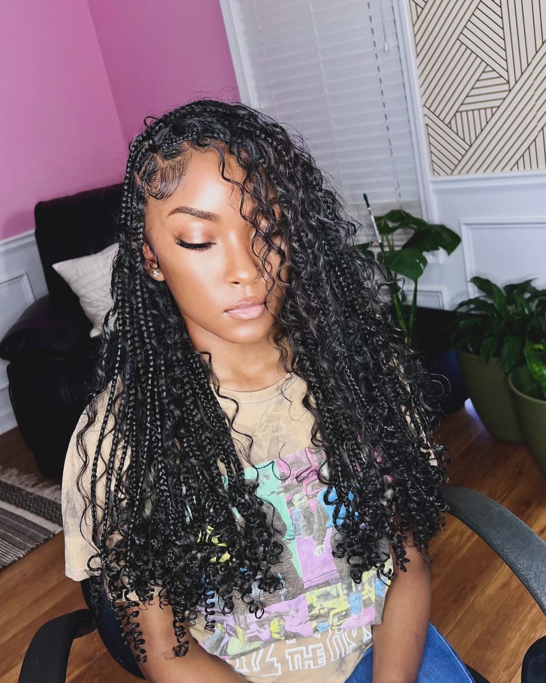 asymmetrical knotless box braids