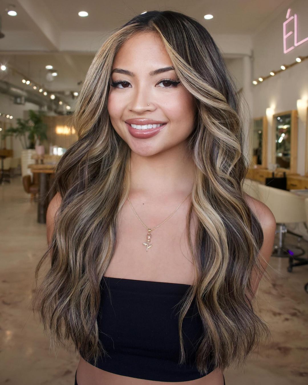 balayage hair with face frames