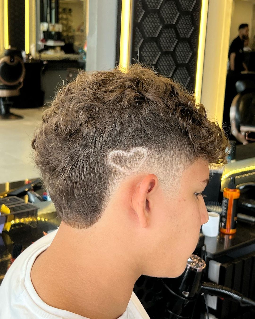 burst fade with a heart design