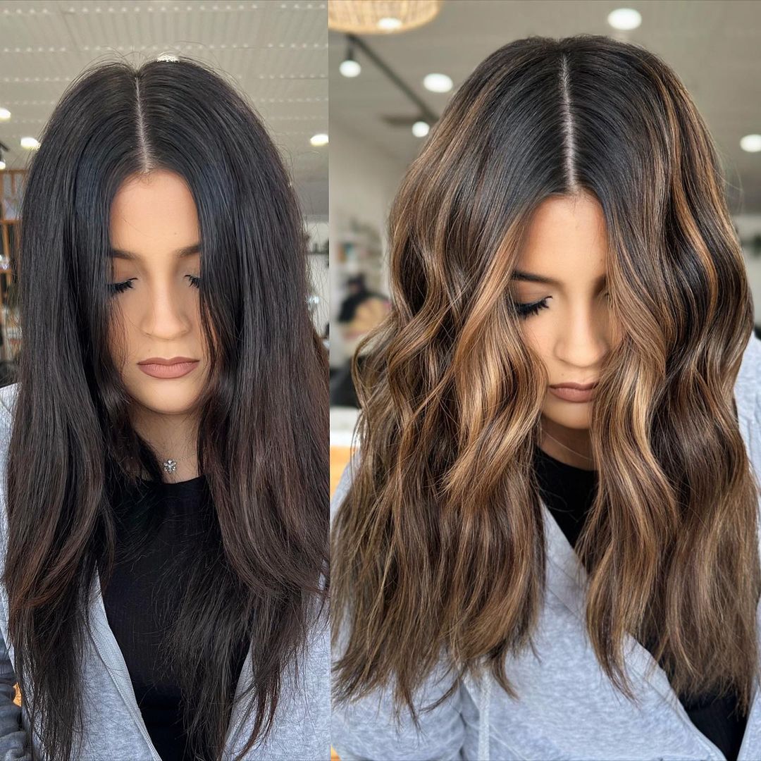 caramel brown balayage hair