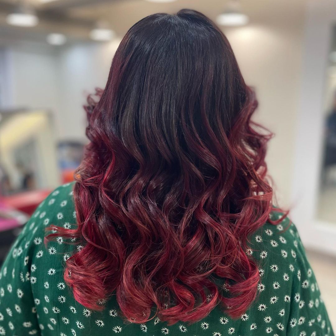 cherry red ombre