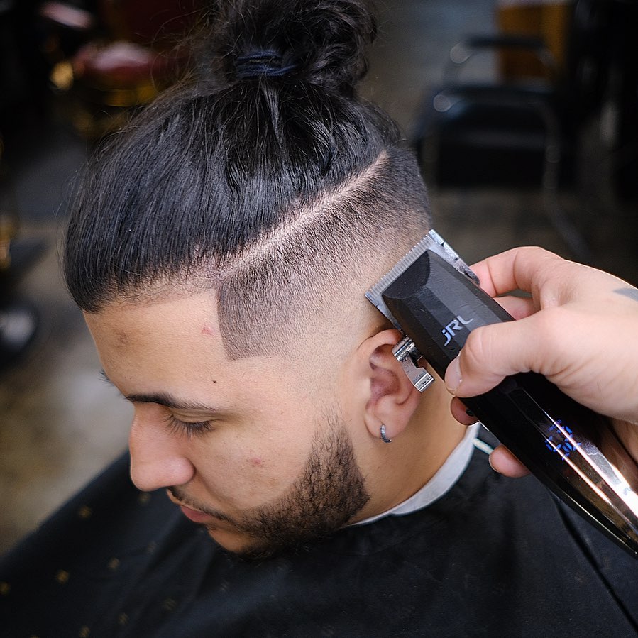 classic fade man bun