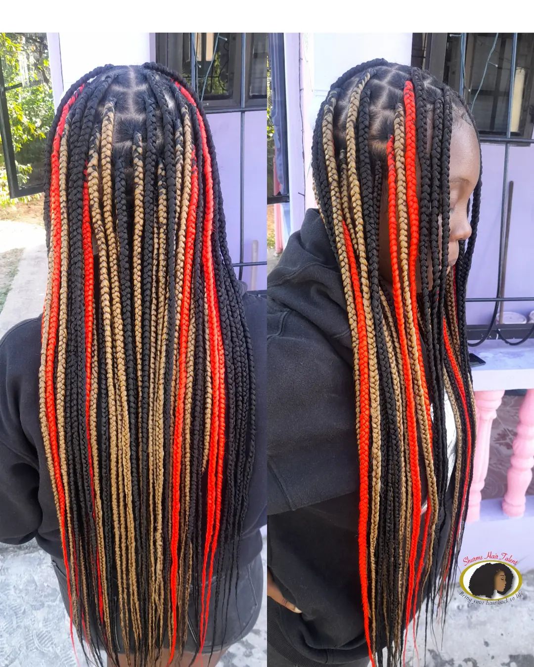 color blocked long box braids