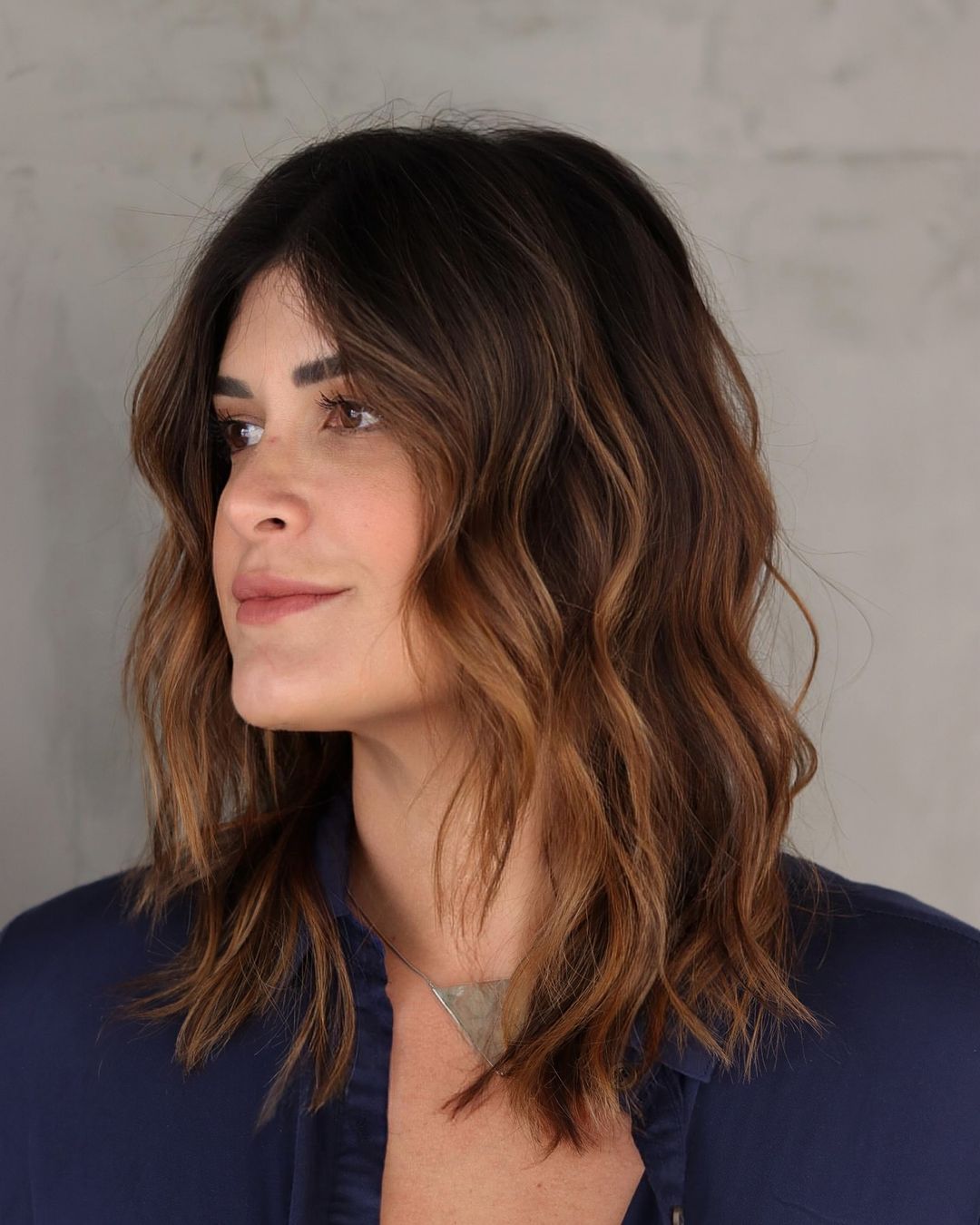 cheveux ombrés brun cuivré