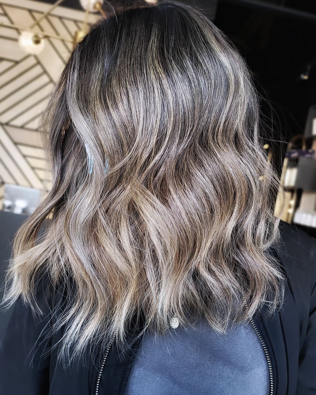 creamy blonde angled lob