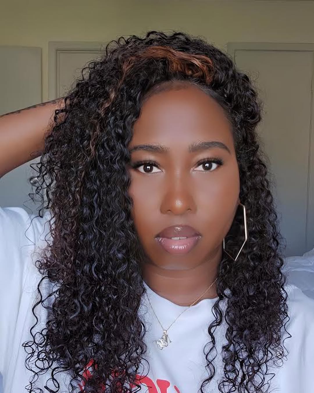 crochet curly hair with copper money piece