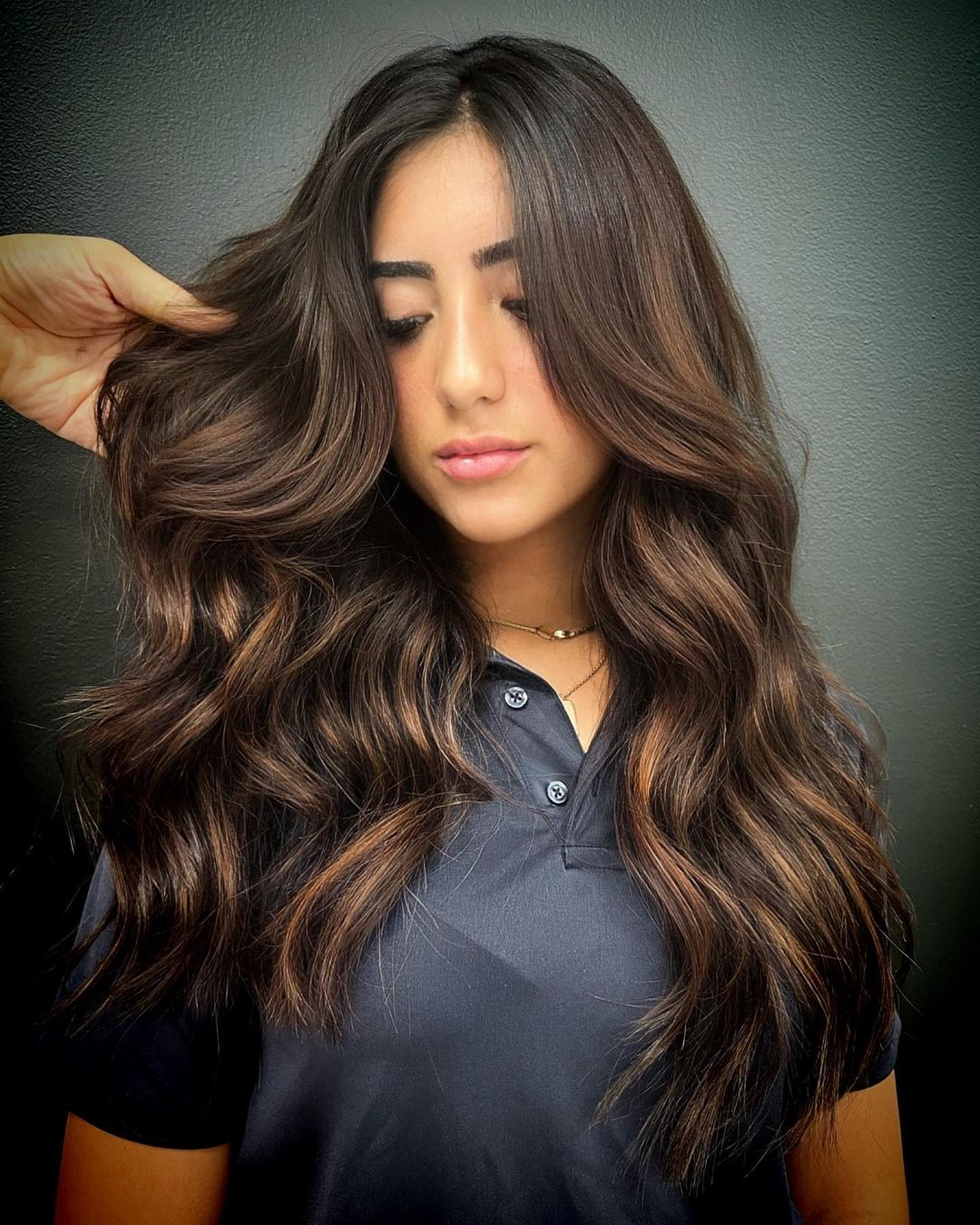 balayage al caramello marrone cioccolato scuro