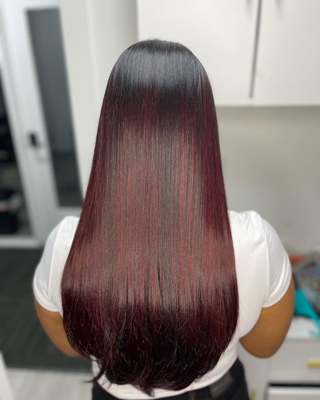 balayage vermelho escuro