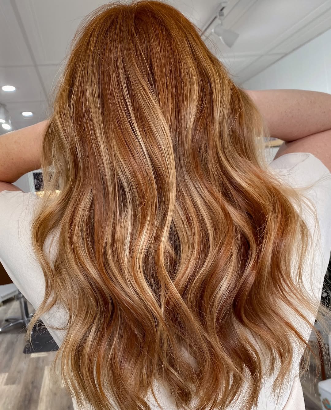 balayage loira acobreada dimensional