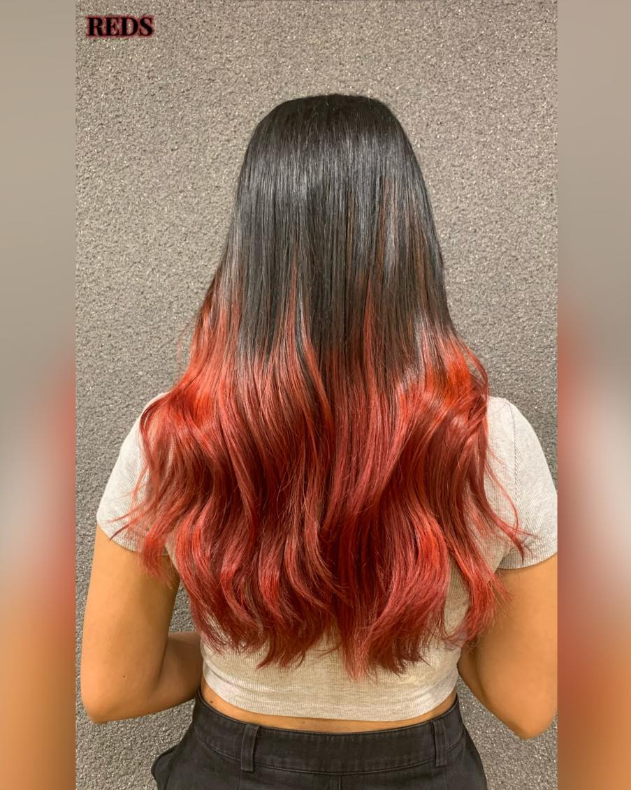 fiery red ombre