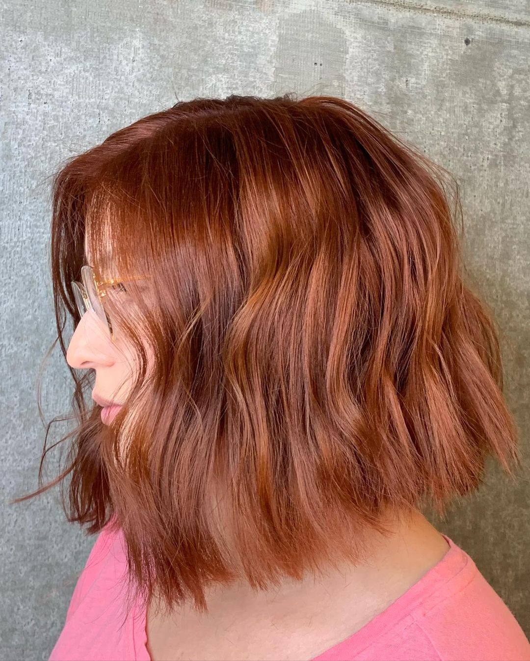 ginger copper choppy bob