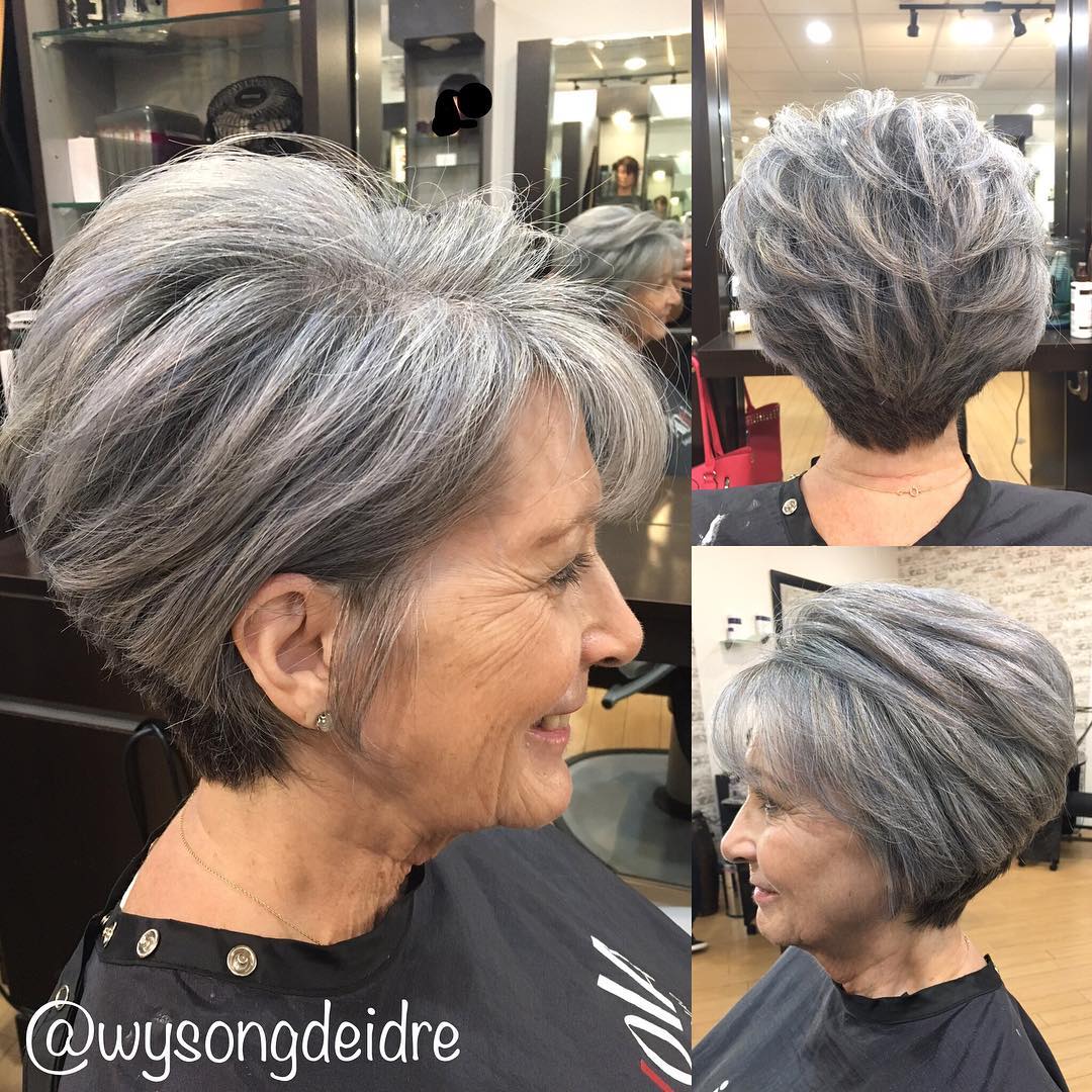 pixie bob gris para mujeres mayores