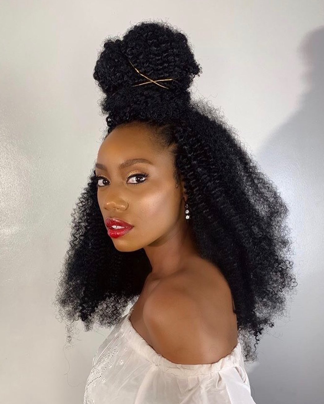 half bun half down crochet braid style