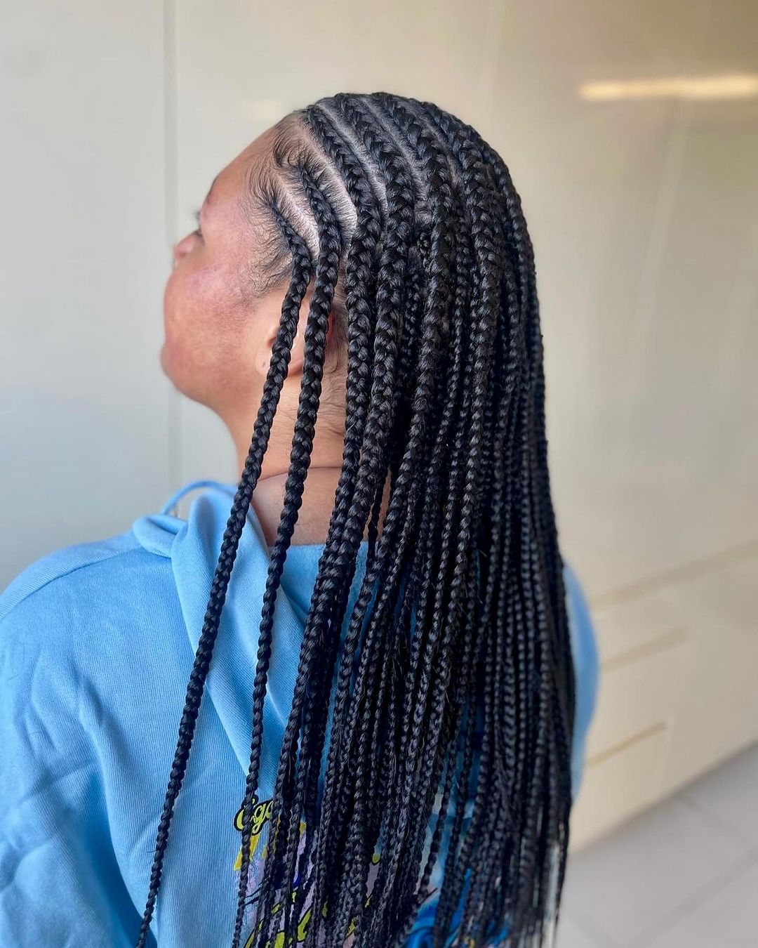 metade cornrows metade box braids