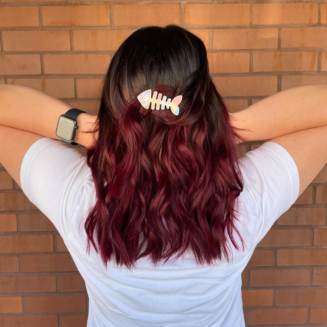 half up half down red ombre