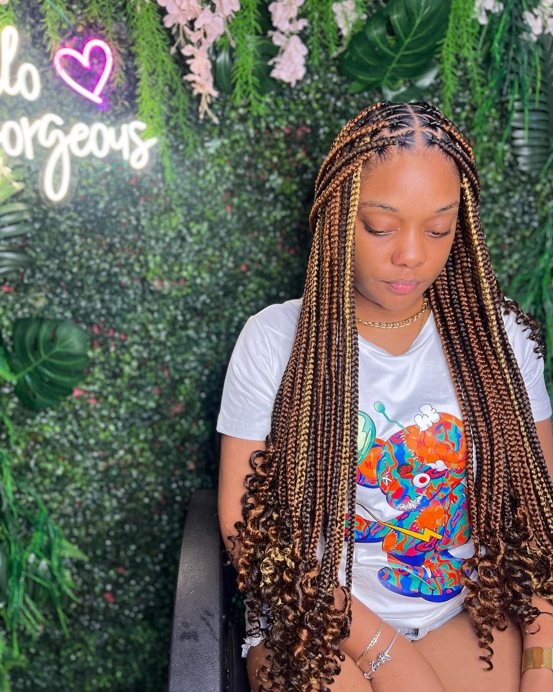 knotless box braids balayage