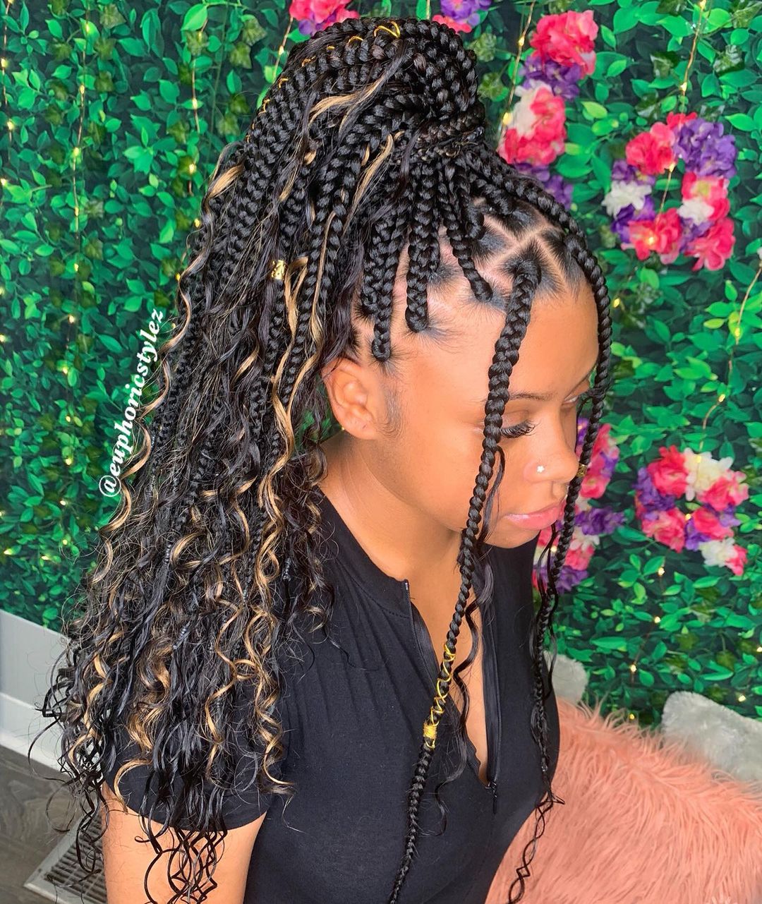 knotless box braids ponytail