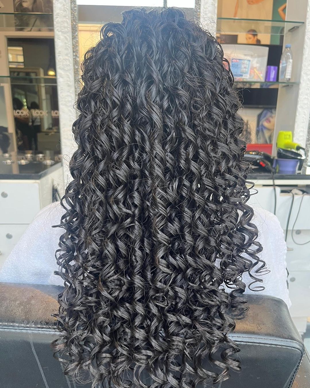 layered long spiral perm