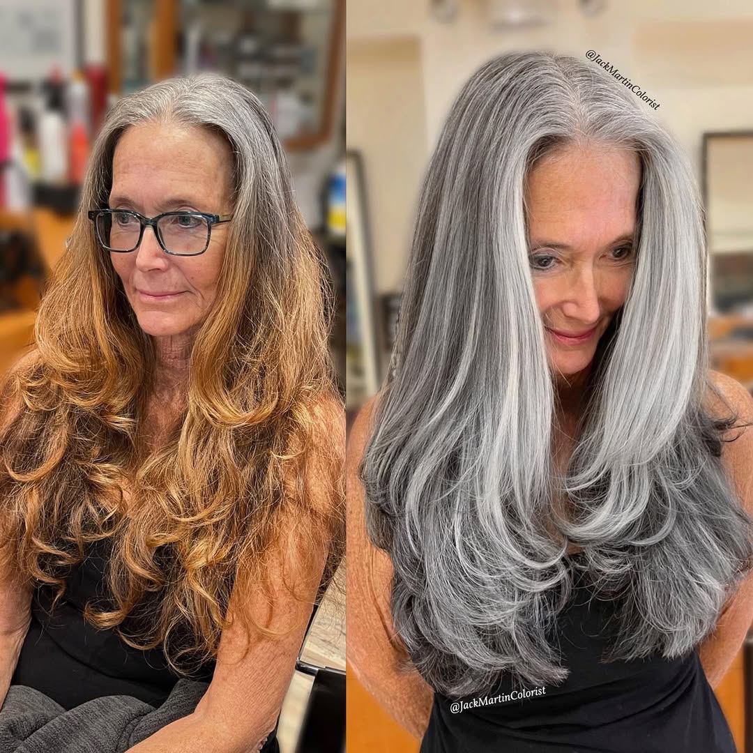 cheveux longs pour les femmes de plus de 50 ans