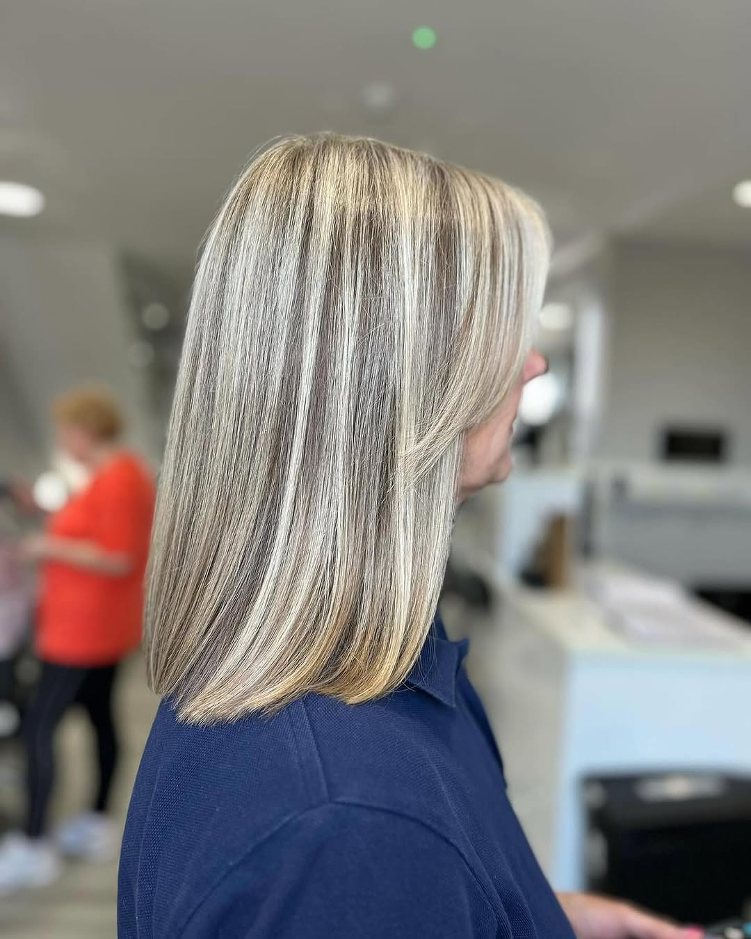 medium brunette hair with blonde highlights