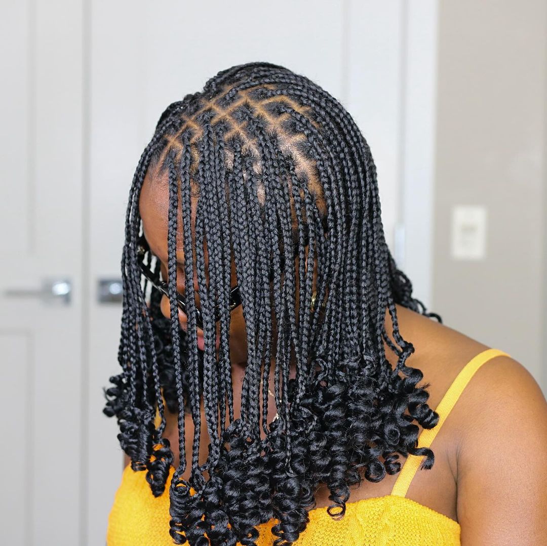 medium length knotless box braids