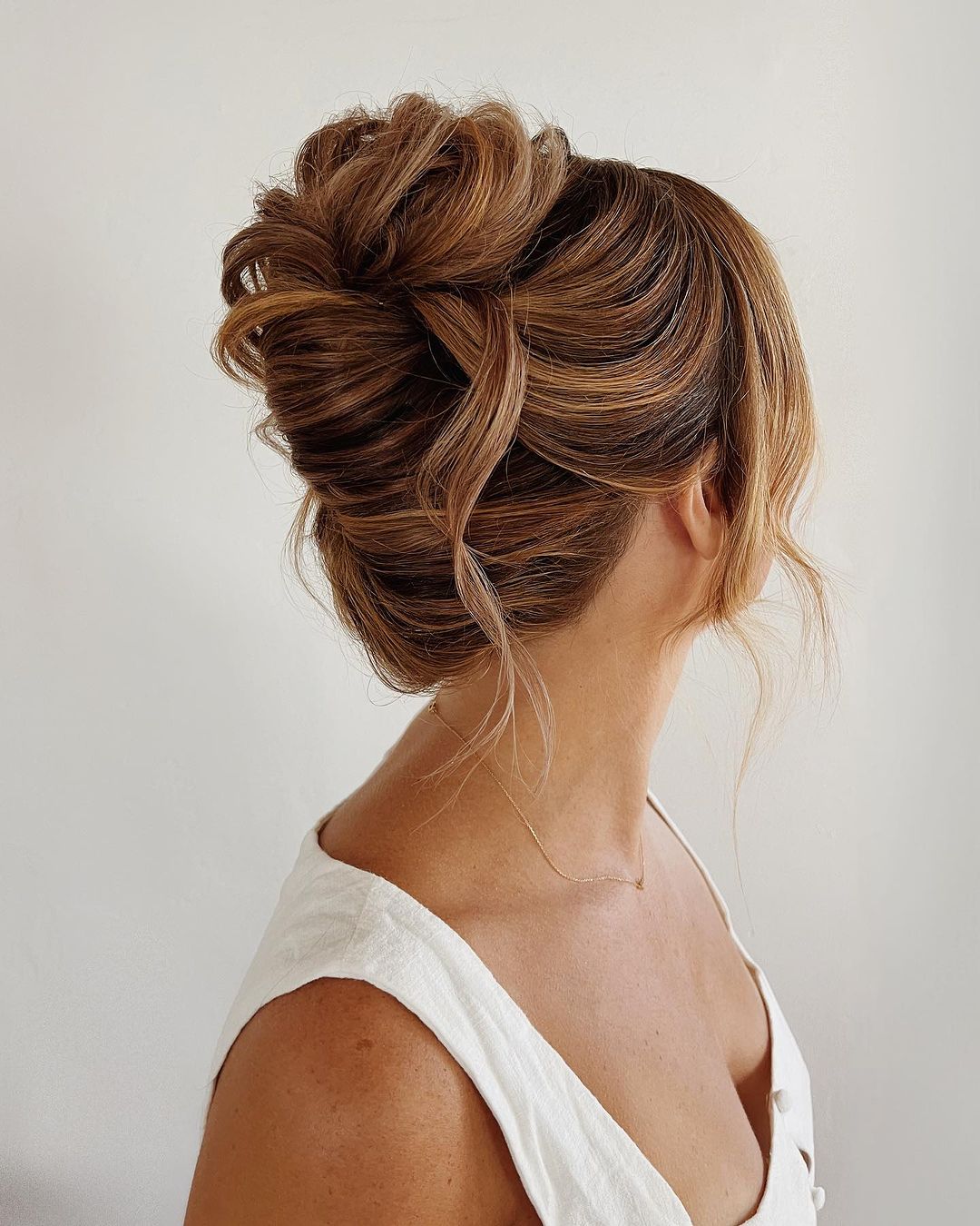 messy high updo